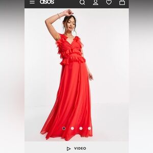 ASOS NWT red ruffle dress
